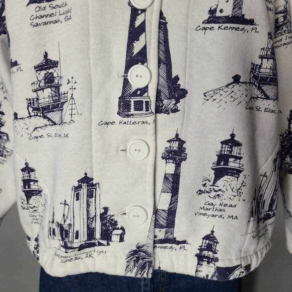 Lighthouse Vintage Sweatshirt Cardigan 90s Oversized Sz Large Fisherman Comfy - Picture 11 of 11